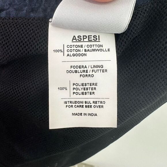 ASPESI Unisex Navy Cotton Seersucker Three Button Blazer Drawstring Short Set - Picture 13 of 14